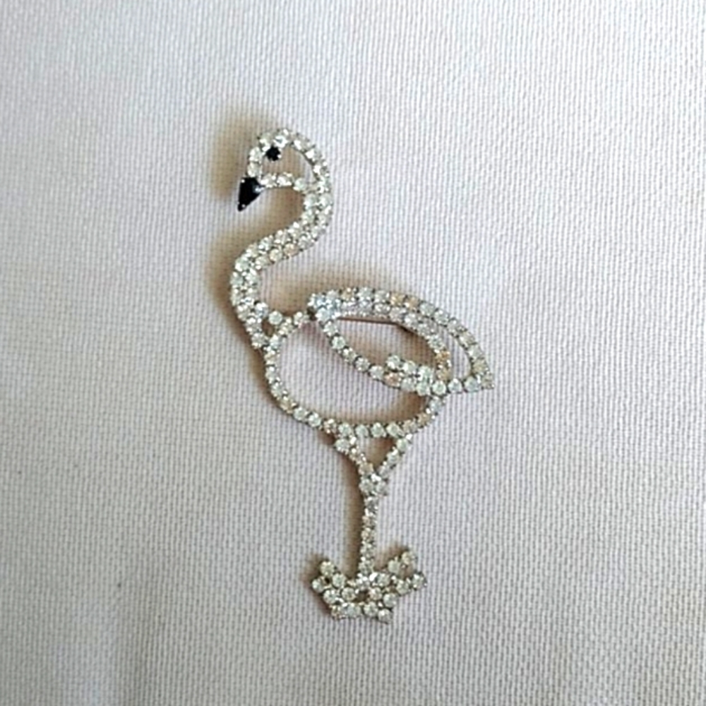 CRYSTAL FLAMINGO BROOCH